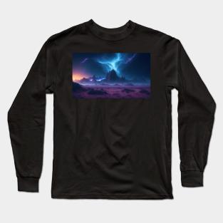 Dramatic Mountain Lights Landscape Long Sleeve T-Shirt